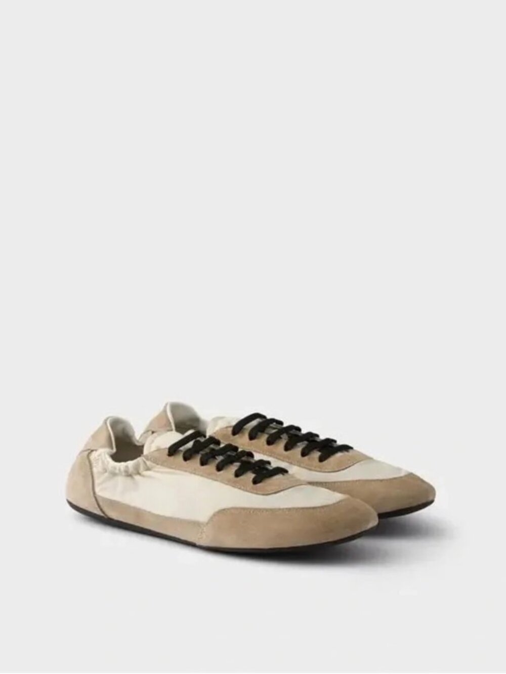 $975 Prada Collapse Re-Nylon suede-trimmed sneakers Size 37.5